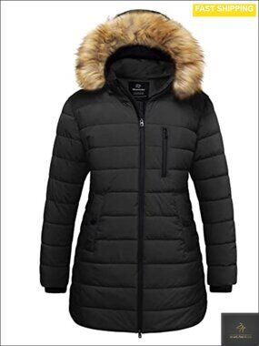 Plus Size Winter Puffer Parka Coat with Hood Zip-Up Jacket Recycled Waterproof